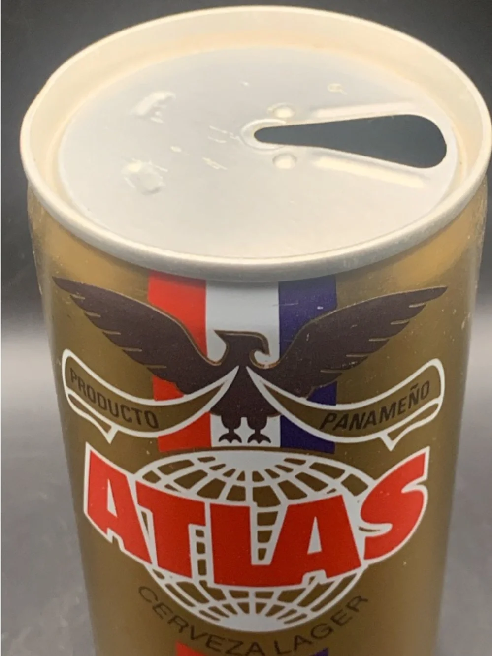Vintage Beer Can Atlas Cervaza Lager Beer Pull Tab Empty Panama